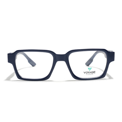 Voyage Blue Rectangle Eyeglasses for Men & Women (52207FMG7722)