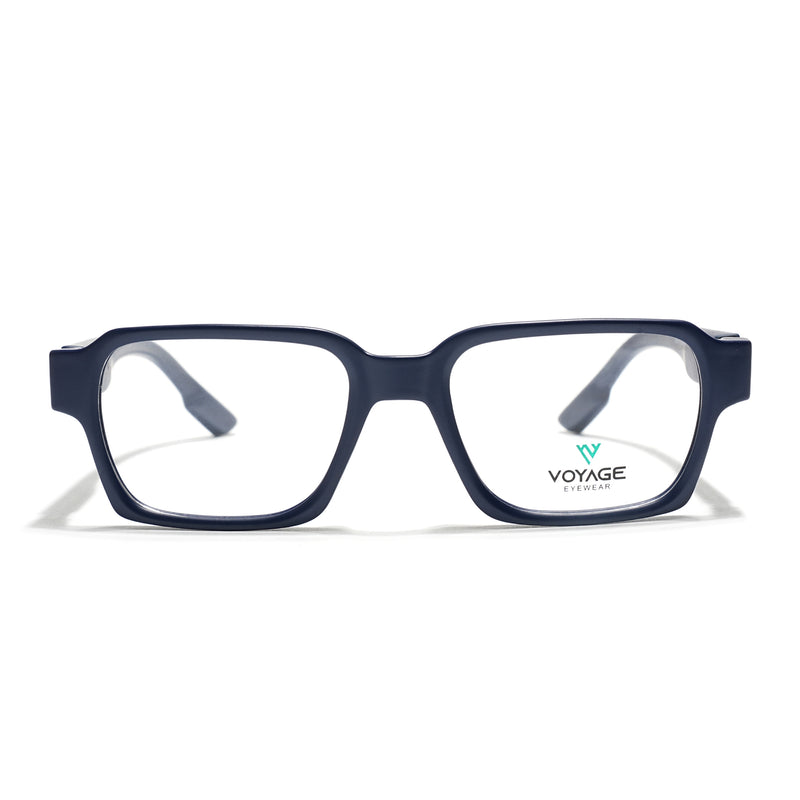 Voyage Blue Rectangle Eyeglasses for Men & Women (52207FMG7722)