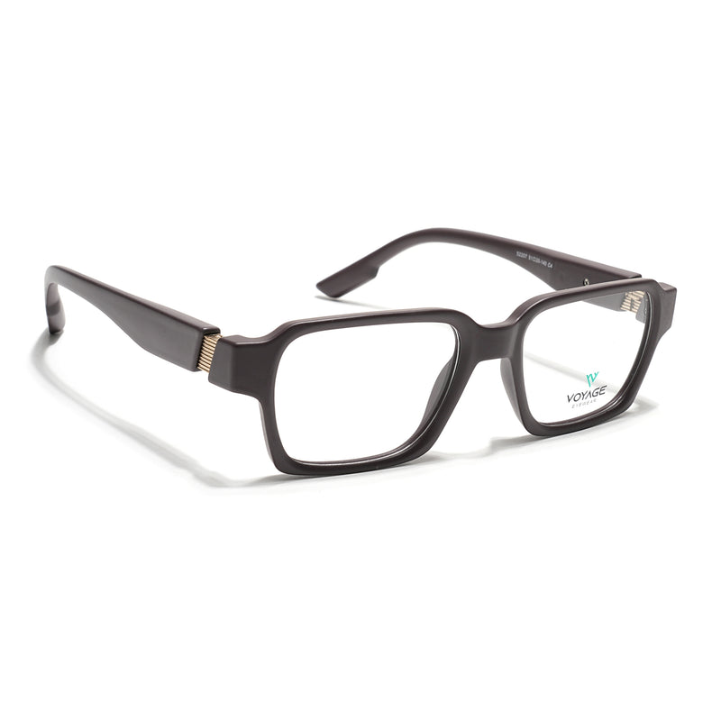 Voyage Brown Rectangle Eyeglasses for Men & Women (52207FMG7723)