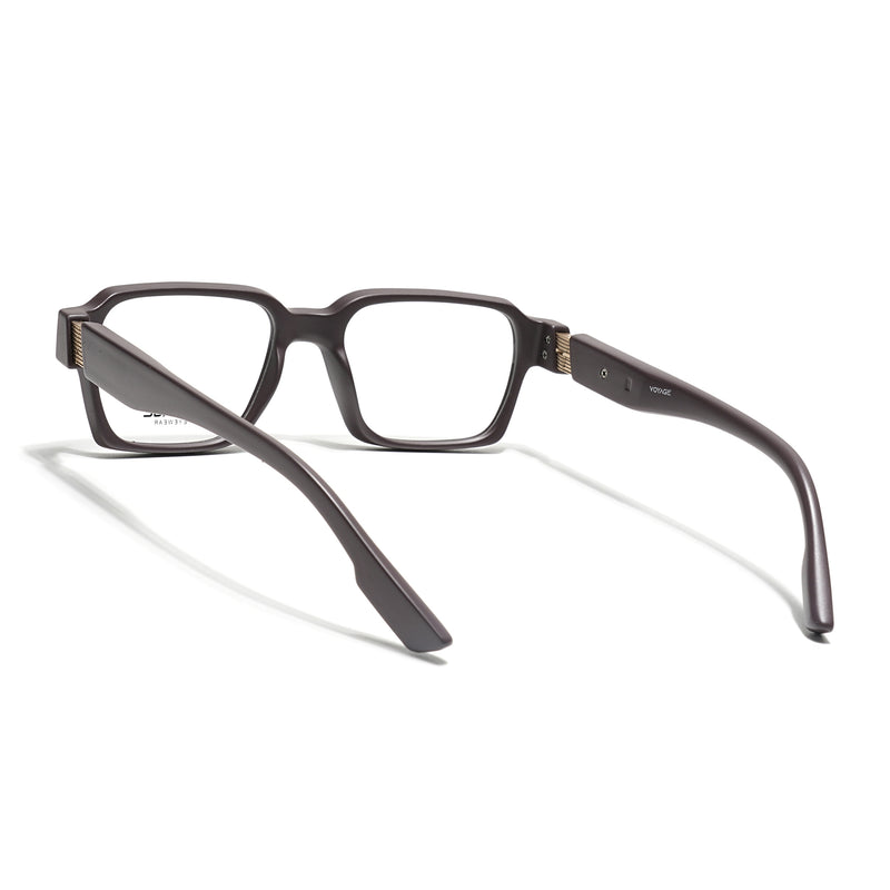 Voyage Brown Rectangle Eyeglasses for Men & Women (52207FMG7723)