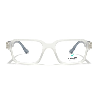 Voyage Matt Transparent Rectangle Eyeglasses for Men & Women (52207FMG7725)