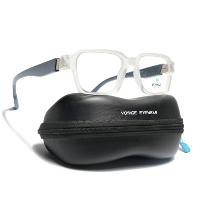 Voyage Matt Transparent Rectangle Eyeglasses for Men & Women (52207FMG7725)