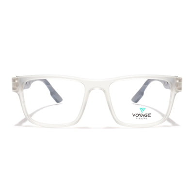 Voyage Matt Transparent Wayfarer Eyeglasses for Men & Women (52209FMG7737)