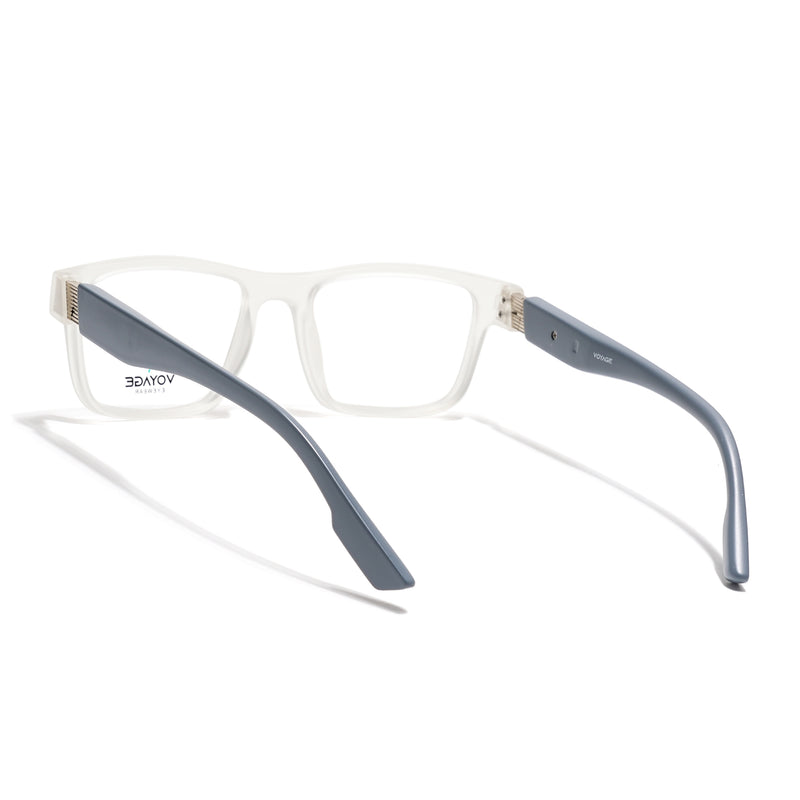 Voyage Matt Transparent Wayfarer Eyeglasses for Men & Women (52209FMG7737)