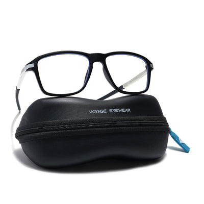 Voyage Striker Silver & Black Square Eyeglasses for Men & Women (52501MG6127-C1)