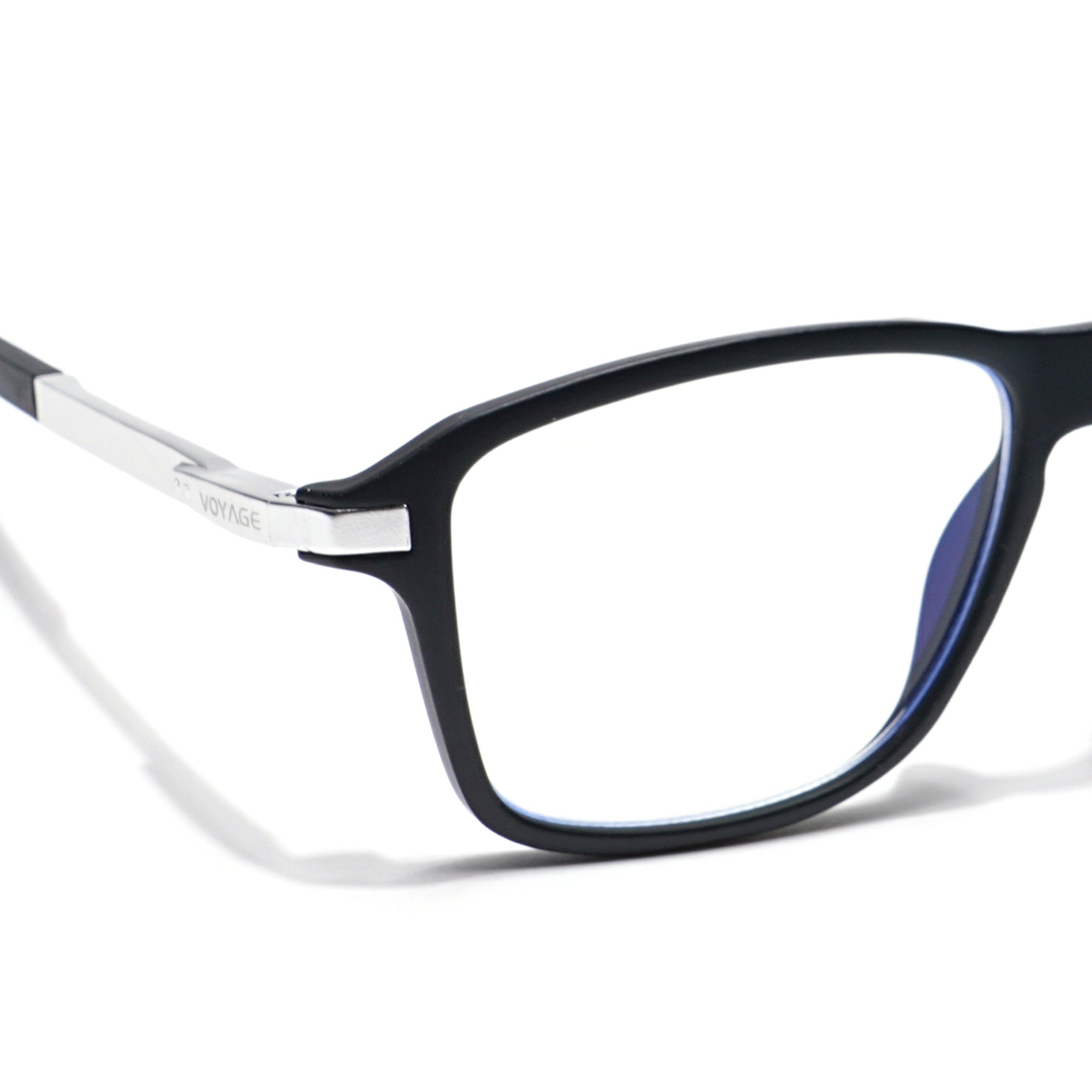 Voyage Striker Silver & Black Square Eyeglasses for Men & Women (52501MG6127-C1)