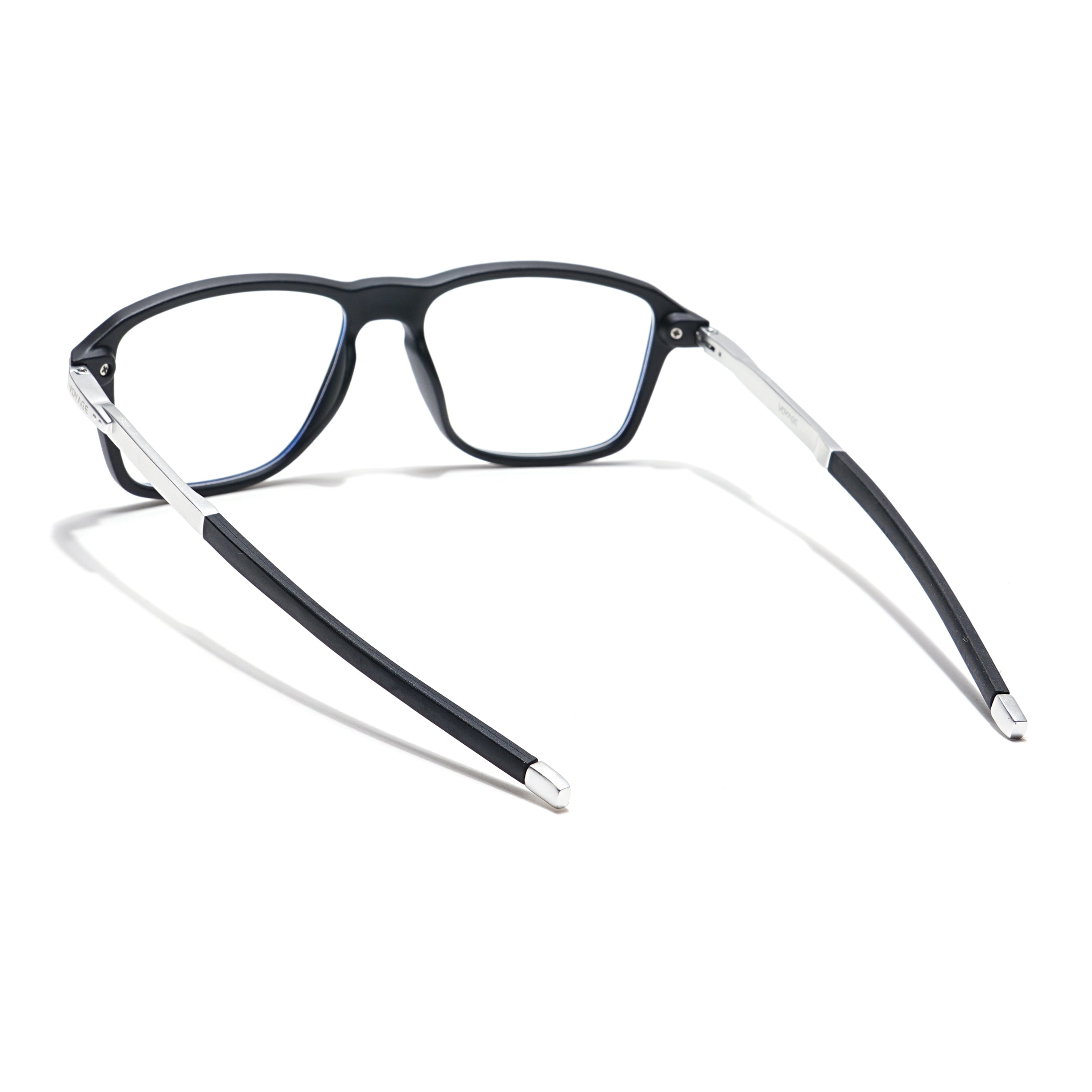 Voyage Striker Silver & Black Square Eyeglasses for Men & Women (52501MG6127-C1)