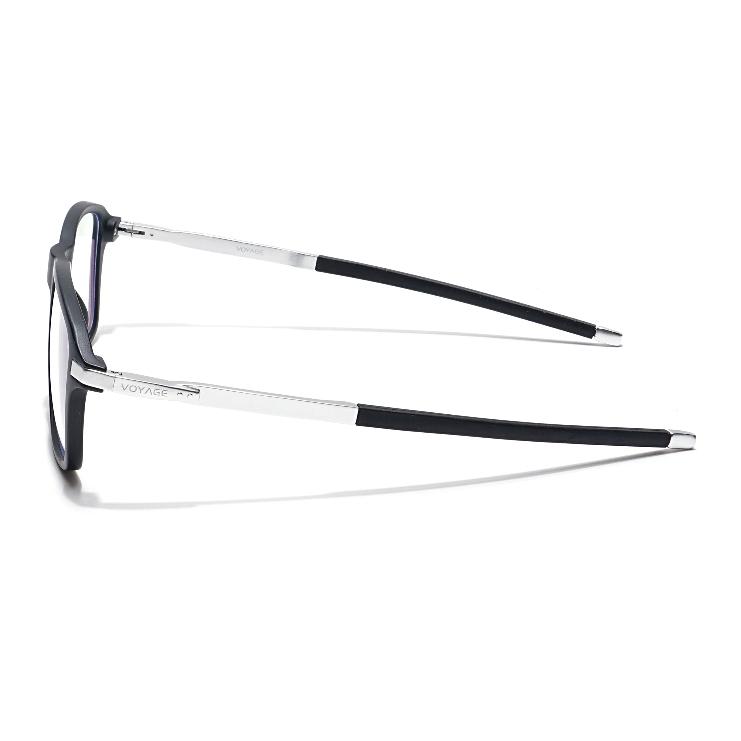 Voyage Striker Silver & Black Square Eyeglasses for Men & Women (52501MG6127-C1)