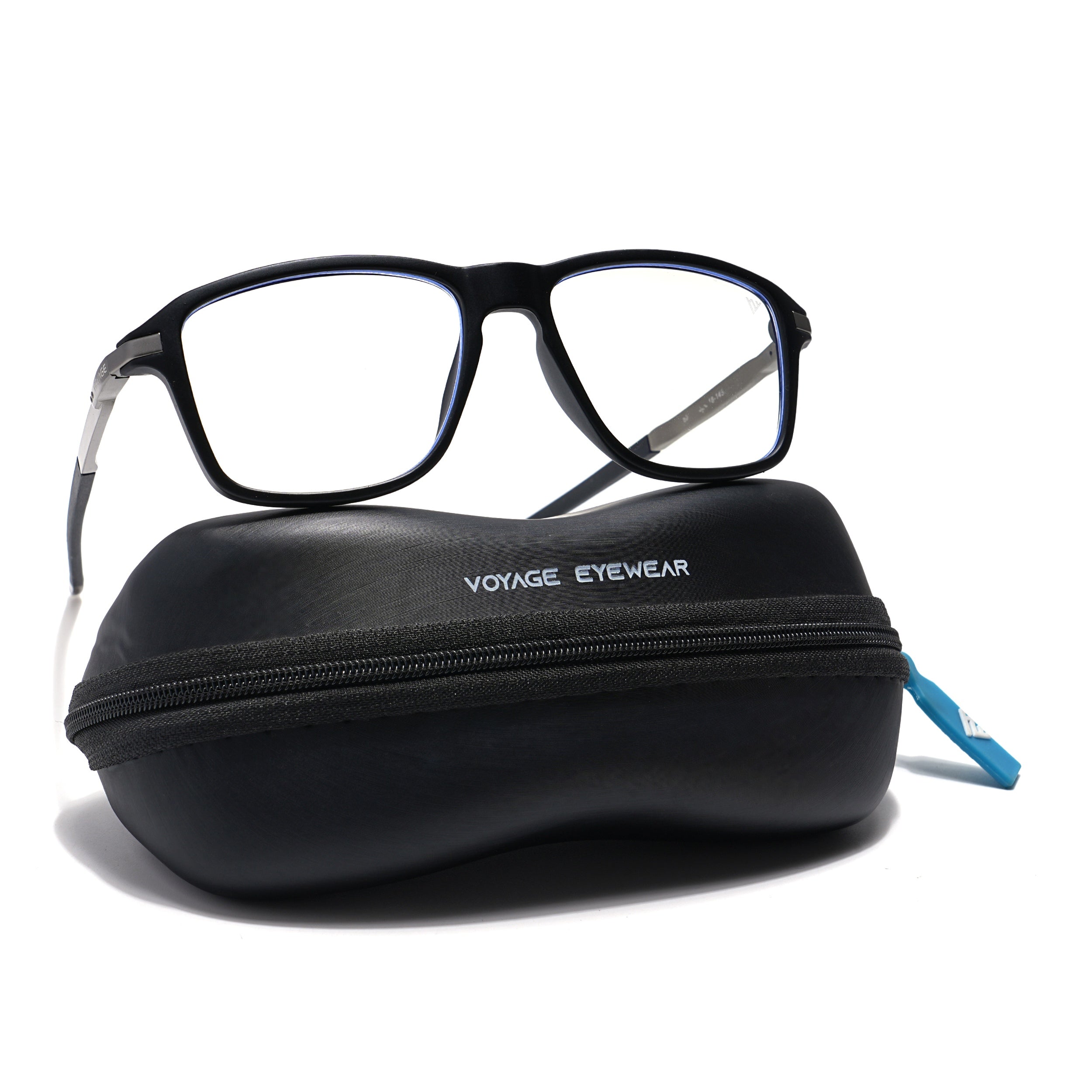 Voyage Striker Grey & Black Square Eyeglasses for Men & Women (52501MG6128-C2)
