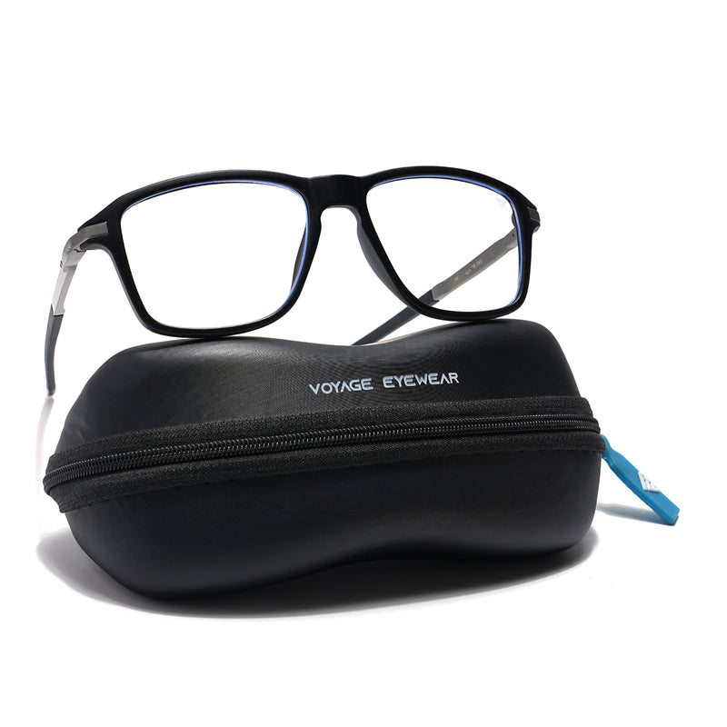 Voyage Striker Black Square Eyeglasses for Men & Women (52501MG6128-C2)