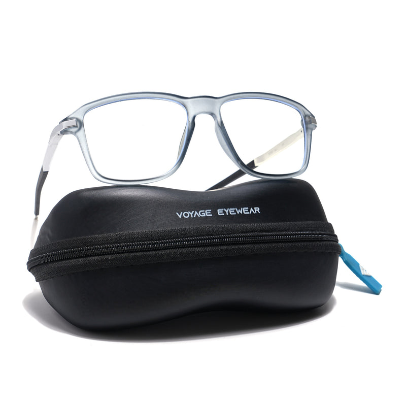 Voyage Light Grey Square Eyeglasses for Men & Women (52501MG6129-C3)