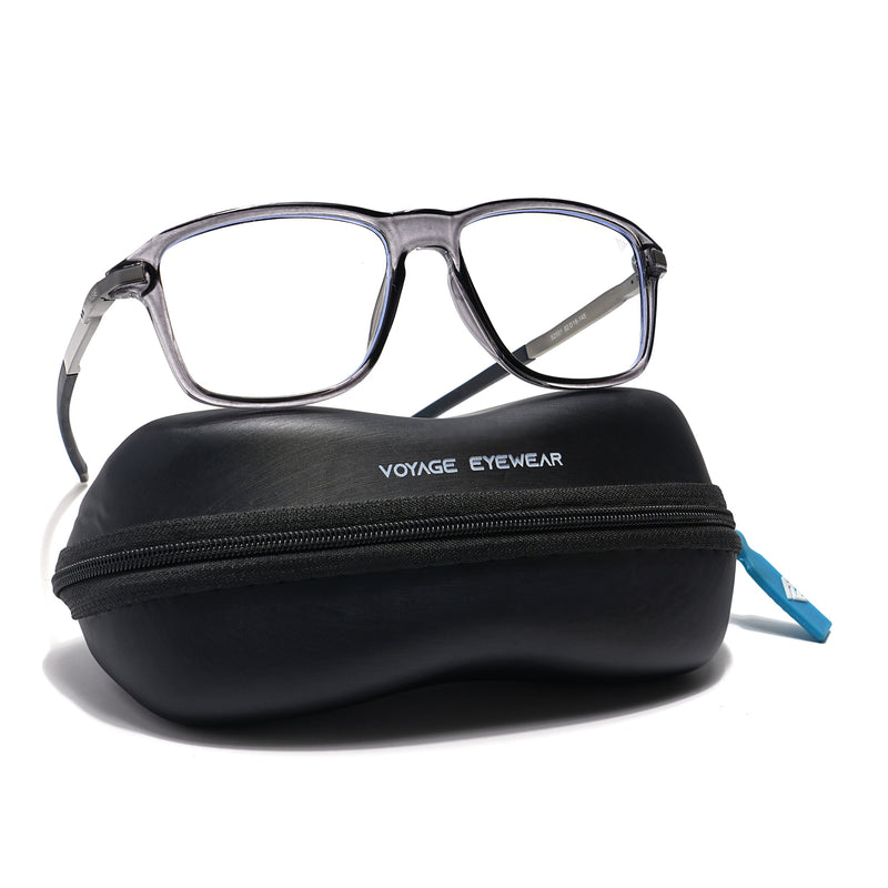 Voyage Grey Square Eyeglasses for Men & Women (52501MG6130-C4)