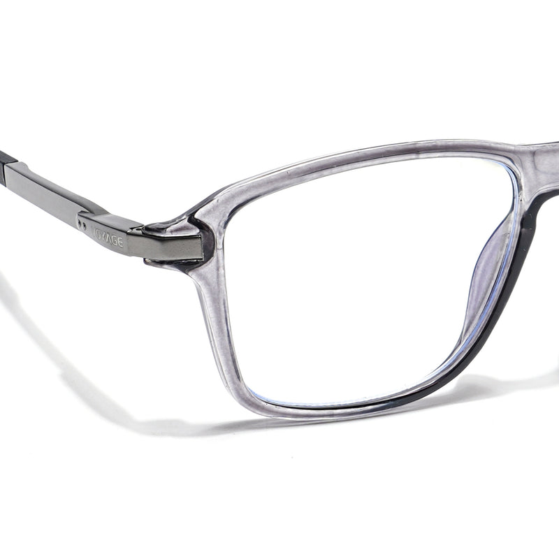 Voyage Grey Square Eyeglasses for Men & Women (52501MG6130-C4)