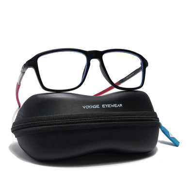 Voyage Striker Black & Red Square Eyeglasses for Men & Women (52501MG6132-C6)