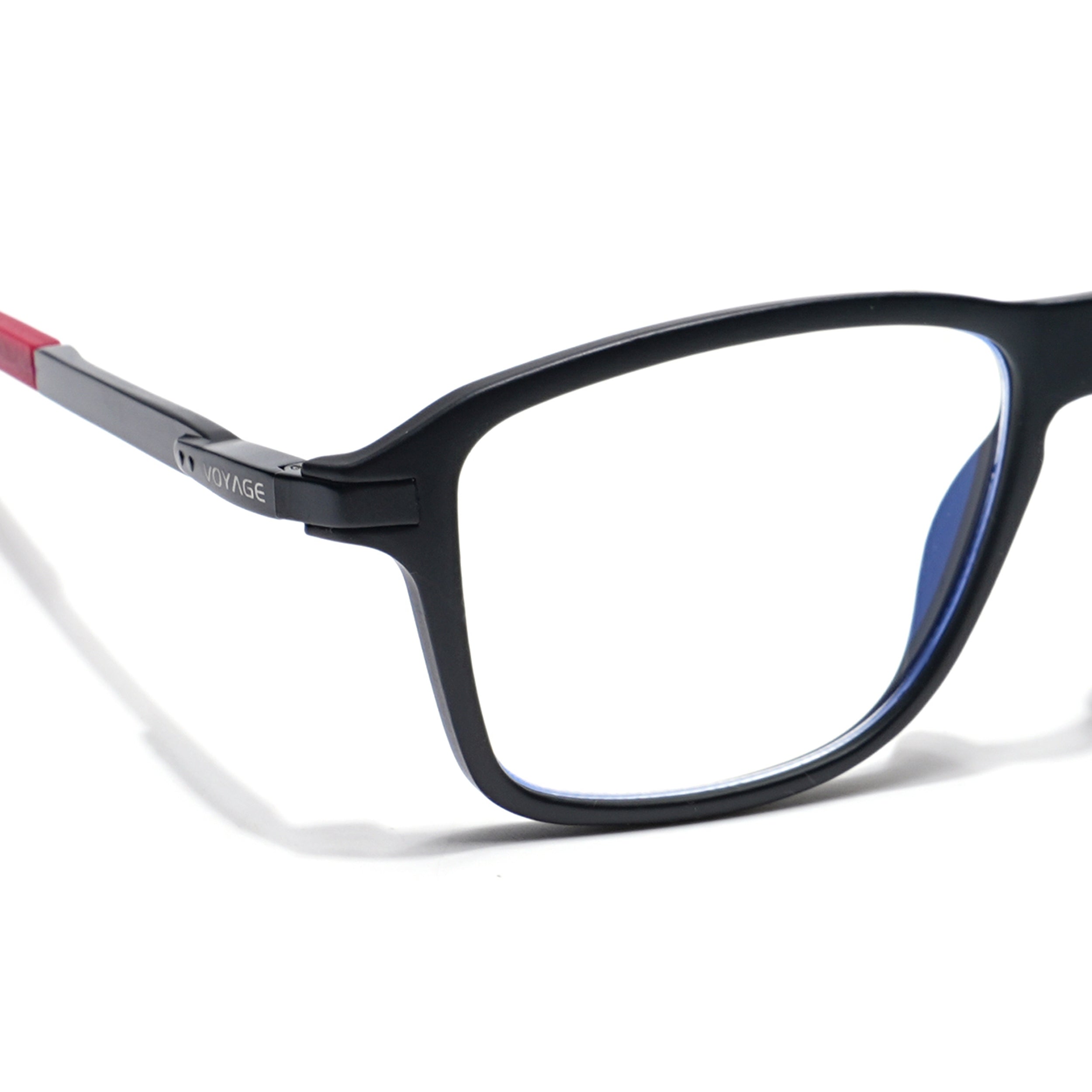 Voyage Striker Black & Red  Square Eyeglasses for Men & Women (52501MG6132-C6)