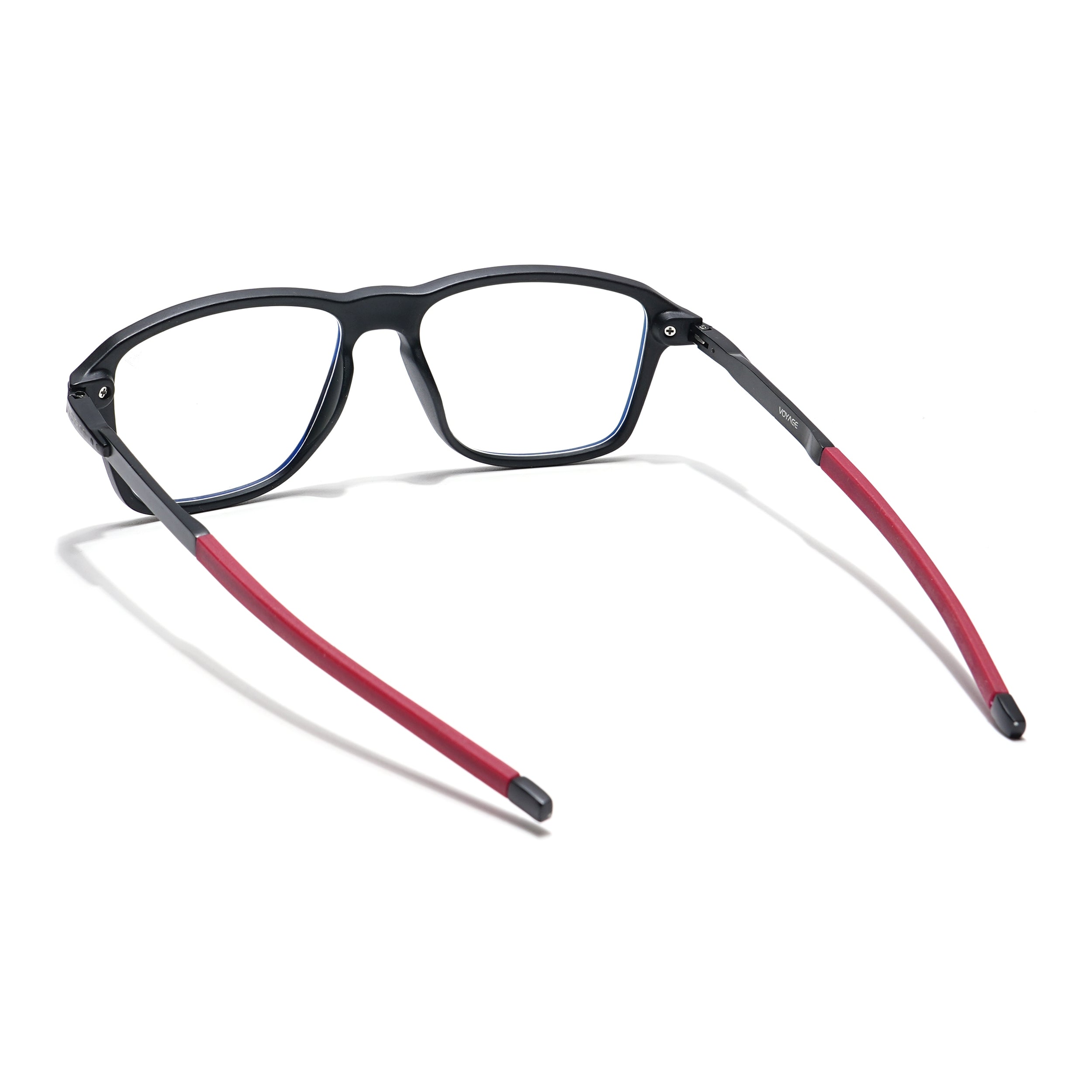 Voyage Striker Black & Red  Square Eyeglasses for Men & Women (52501MG6132-C6)