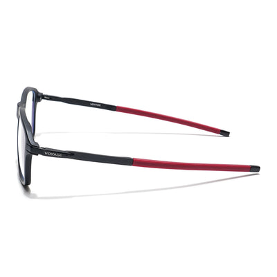 Voyage Striker Black & Red Square Eyeglasses for Men & Women (52501MG6132-C6)