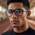 Voyage Striker Silver & Black Square Eyeglasses for Men & Women (52501MG6127-C1)