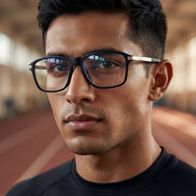 Voyage Striker Silver & Black Square Eyeglasses for Men & Women (52501MG6127-C1)