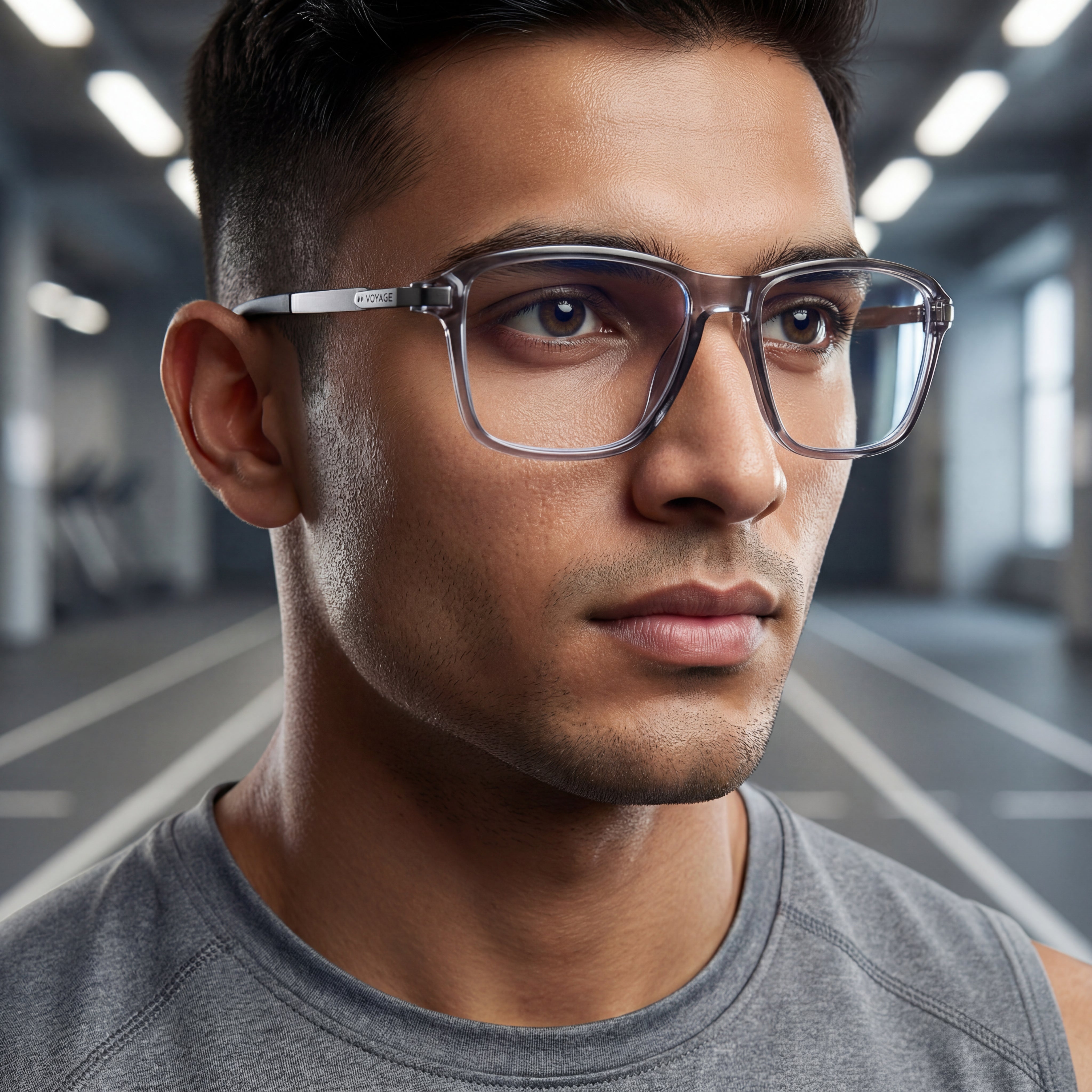 Voyage Striker Grey Square Eyeglasses for Men & Women (52501MG6130-C4)