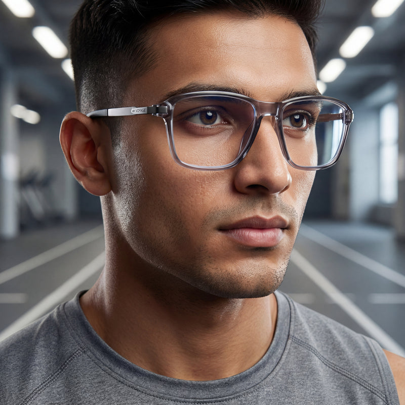 Voyage Striker Grey Square Eyeglasses for Men & Women (52501MG6130-C4)