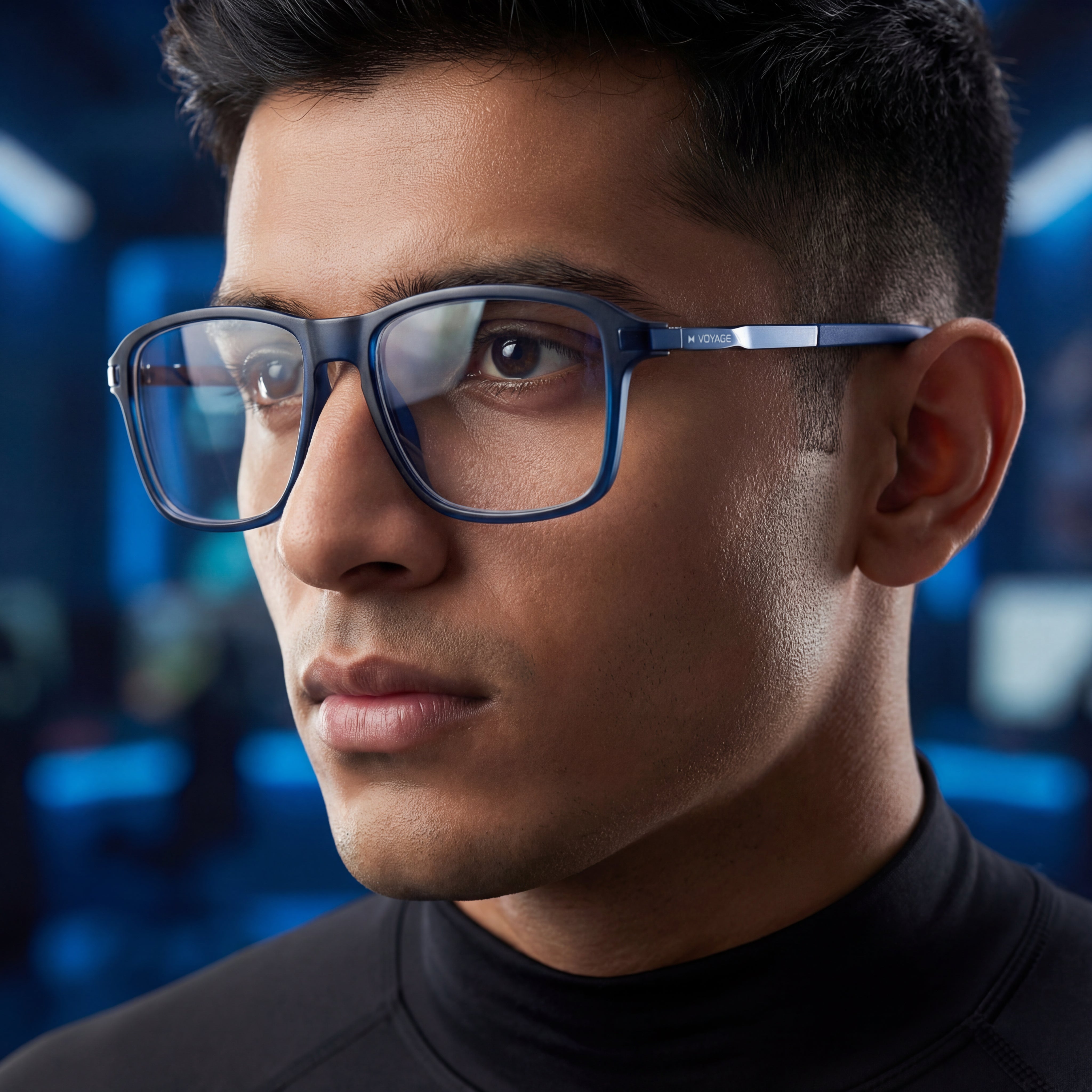 Voyage Striker Blue Square Eyeglasses for Men & Women (52501MG6131-C5)