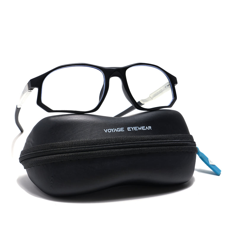 Voyage Striker Black Rectangle Eyeglasses for Men & Women (52502MG6133-C1)