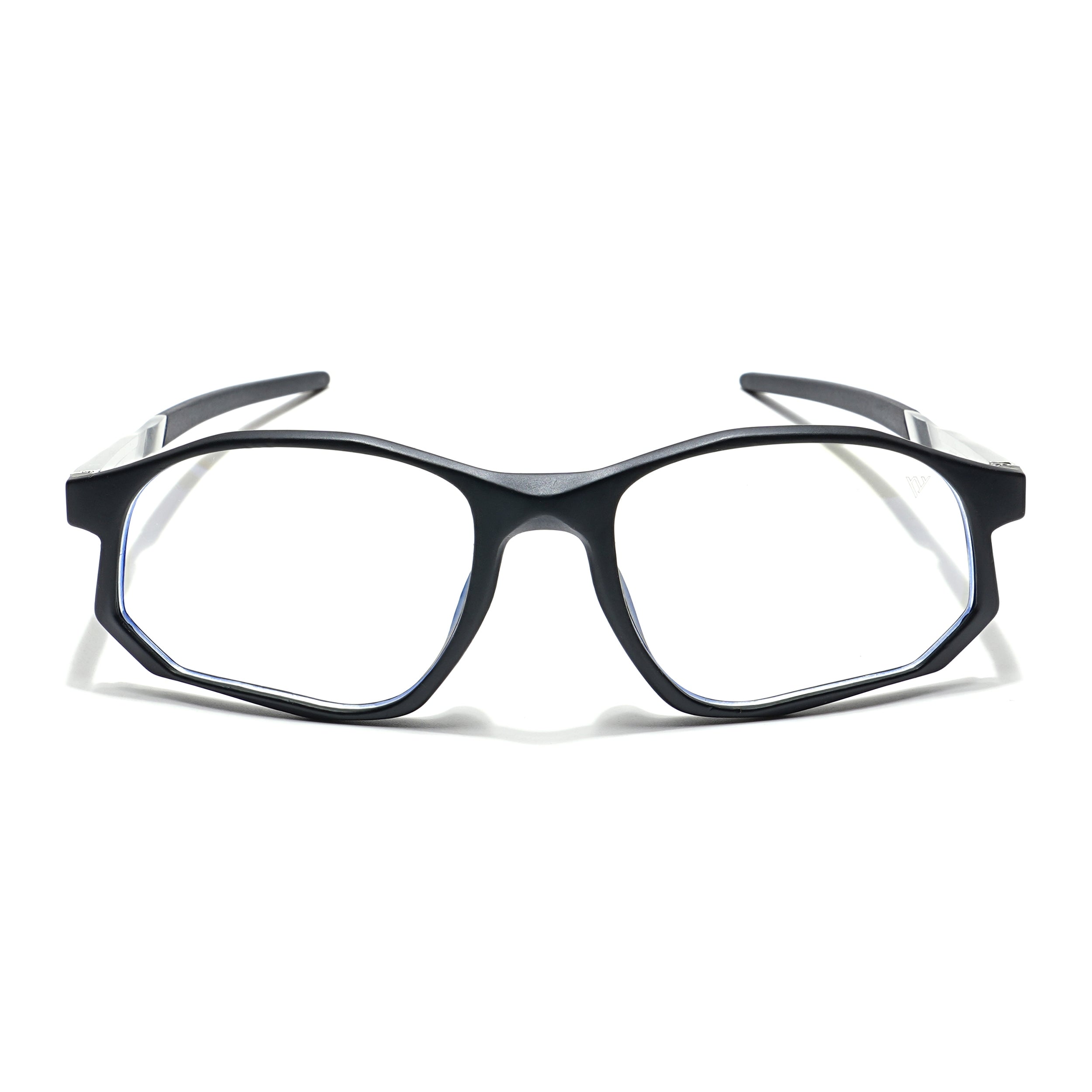 Voyage Striker Silver & Black Rectangle Eyeglasses for Men & Women (52502MG6133-C1)