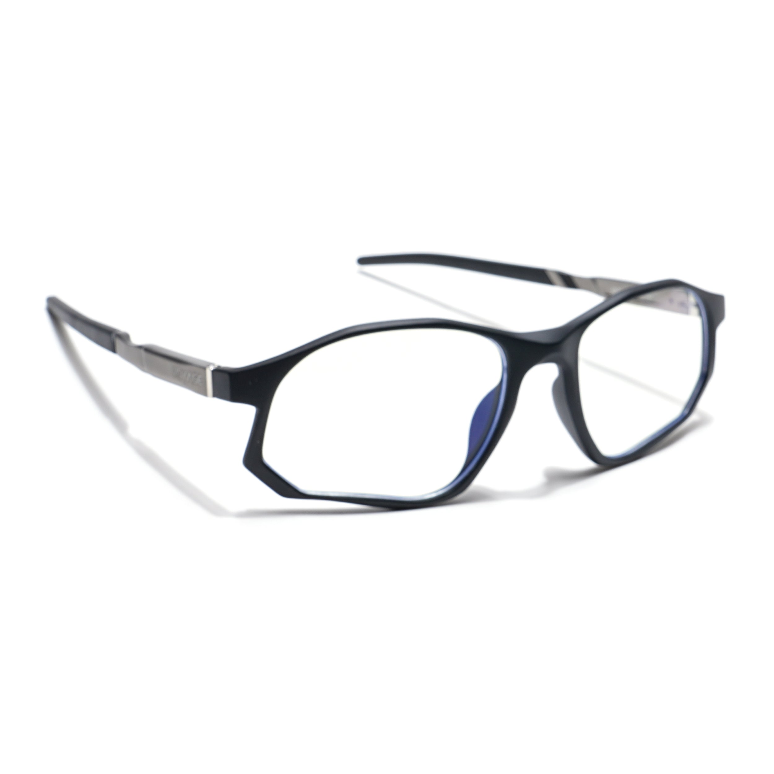 Voyage Striker Grey & Black Rectangle Eyeglasses for Men & Women (52502MG6134-C2)