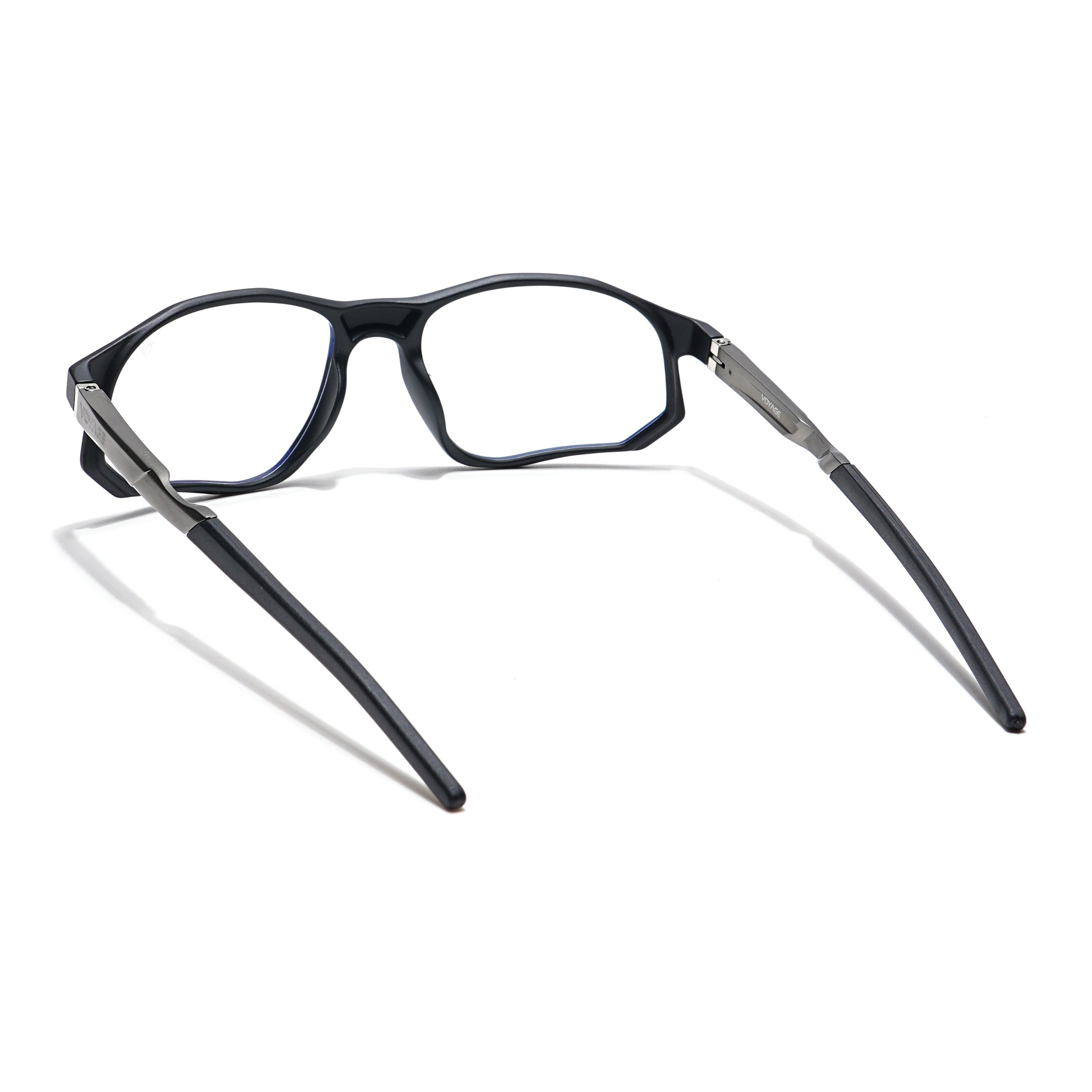 Voyage Striker Grey & Black Rectangle Eyeglasses for Men & Women (52502MG6134-C2)