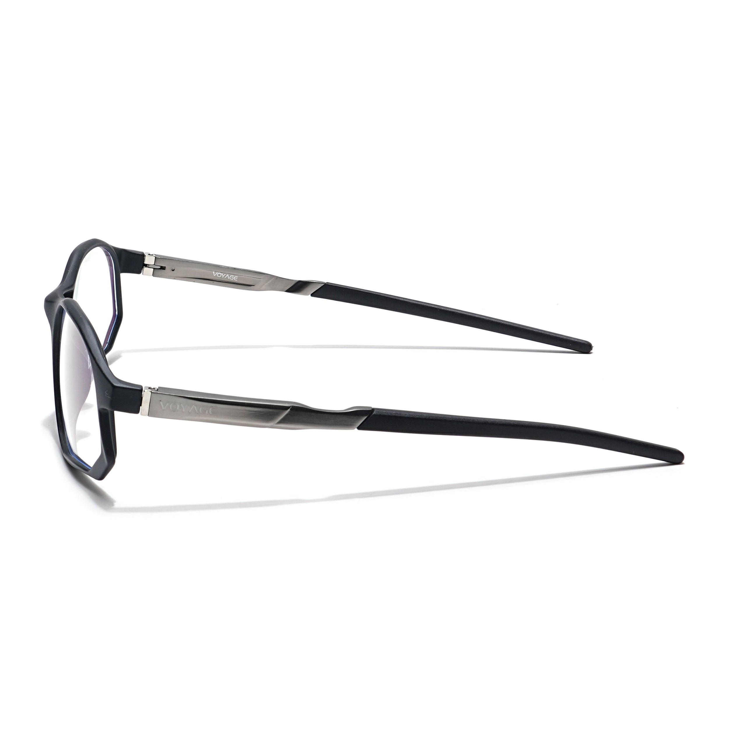 Voyage Striker Grey & Black Rectangle Eyeglasses for Men & Women (52502MG6134-C2)