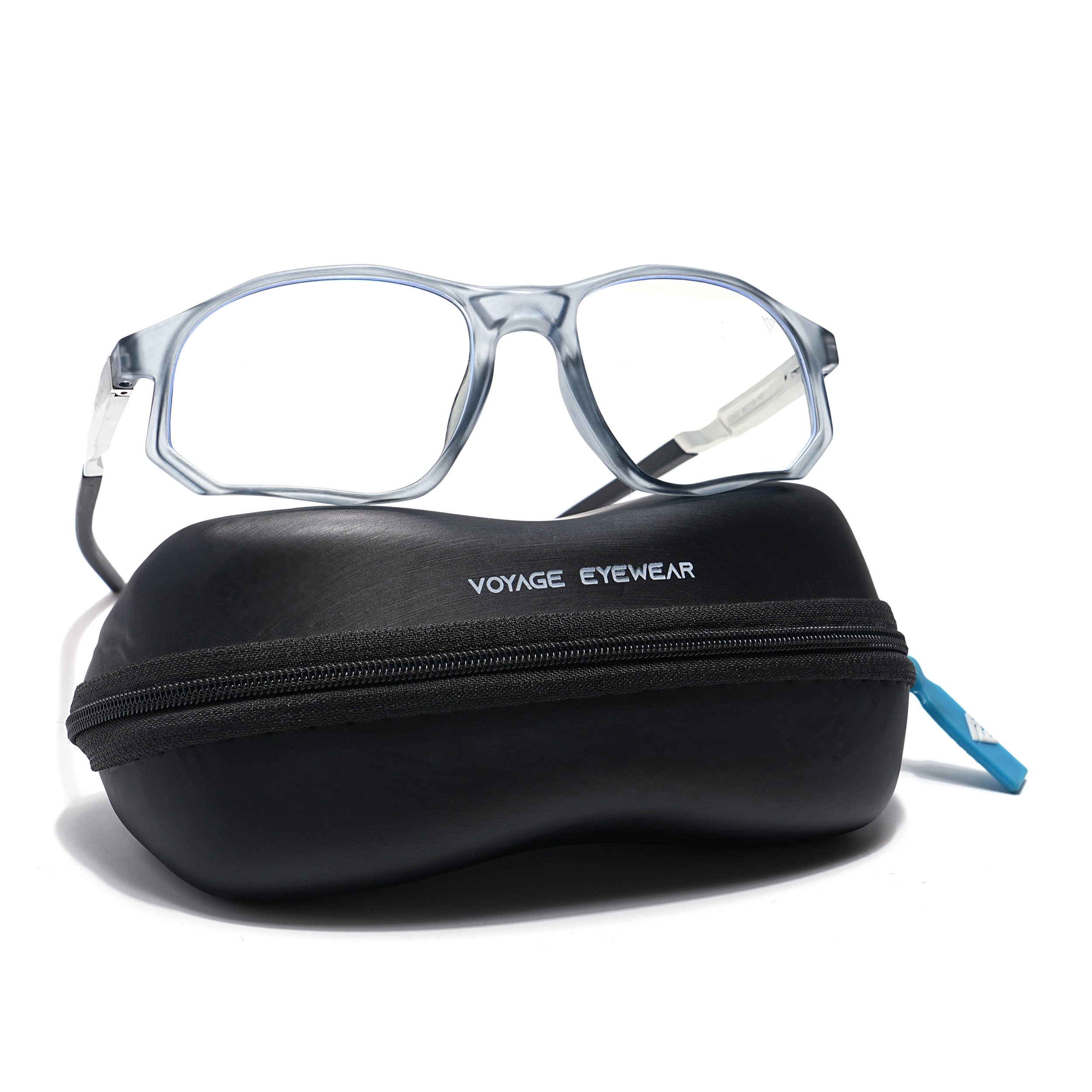 Voyage Striker Light Grey Rectangle Eyeglasses for Men & Women (52502MG6135-C3)