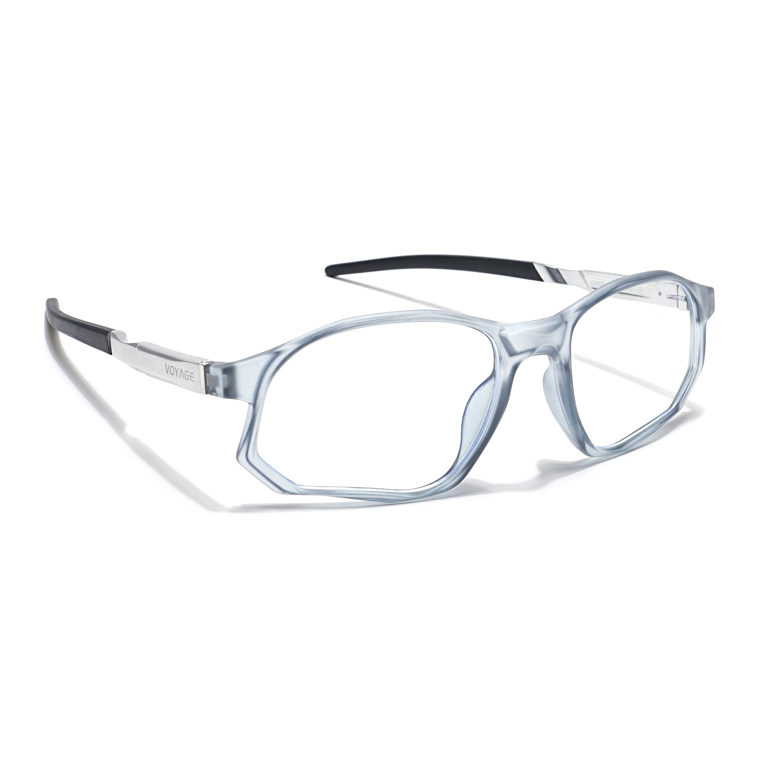 Voyage Striker Light Grey Rectangle Eyeglasses for Men & Women (52502MG6135-C3)