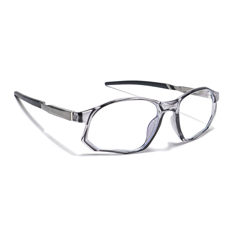 Voyage Striker Grey Rectangle Eyeglasses for Men & Women (52502MG6136-C4)