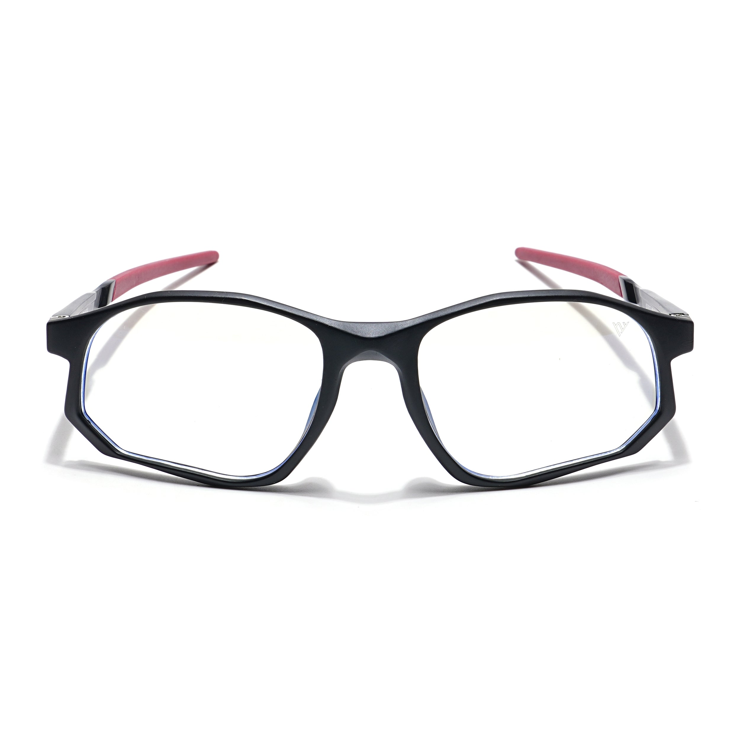 Voyage Striker Black & Red Rectangle Eyeglasses for Men & Women (52502MG6138-C6)