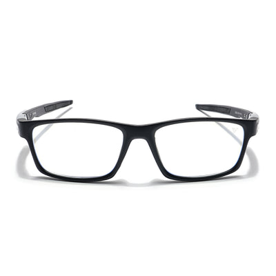 Voyage Striker Silver & Black Rectangle Eyeglasses for Men & Women (52503MG6139-C1)