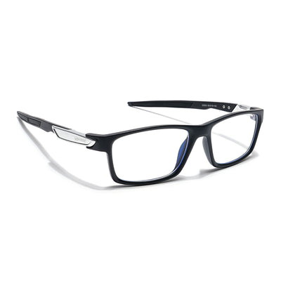 Voyage Striker Silver & Black Rectangle Eyeglasses for Men & Women (52503MG6139-C1)