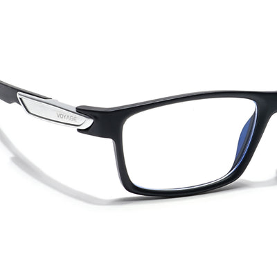 Voyage Striker Silver & Black Rectangle Eyeglasses for Men & Women (52503MG6139-C1)