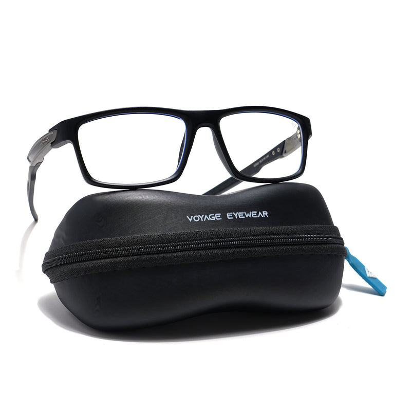 Voyage Black Rectangle Eyeglasses for Men & Women (52503MG6140-C2)