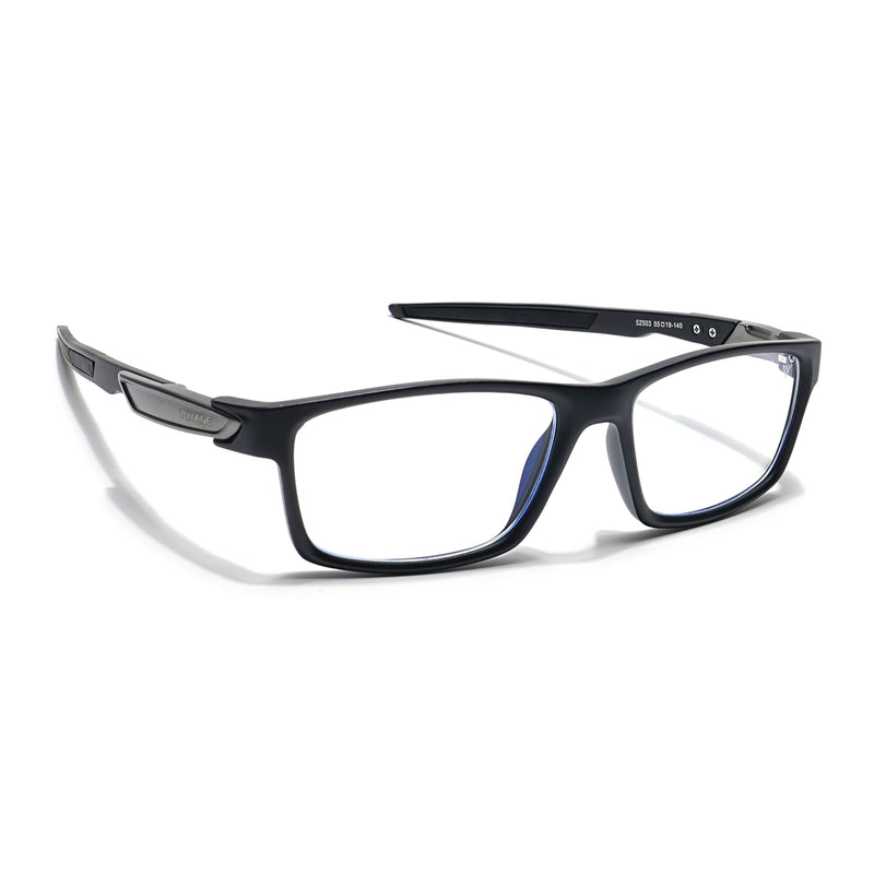 Voyage Black Rectangle Eyeglasses for Men & Women (52503MG6140-C2)