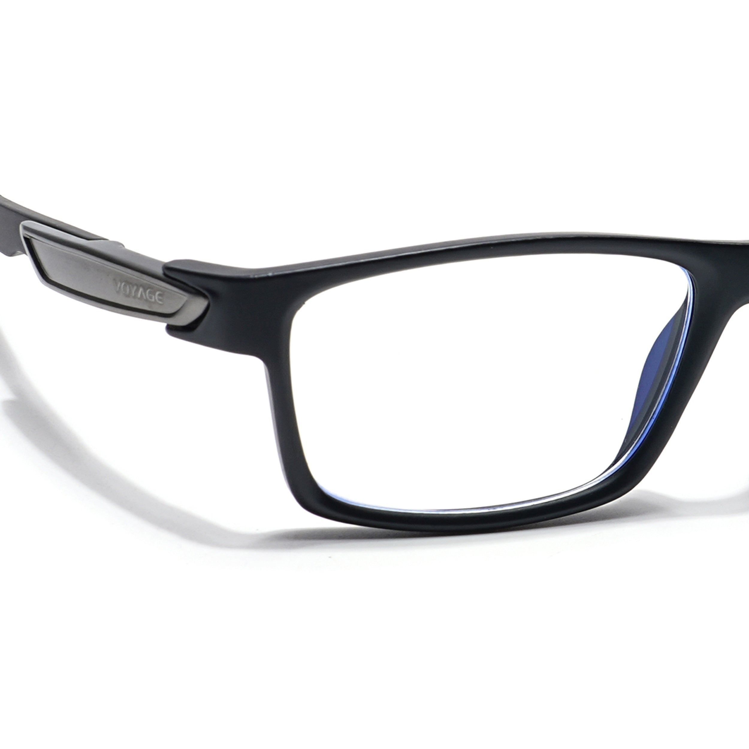 Voyage Striker Grey & Black Rectangle Eyeglasses for Men & Women (52503MG6140-C2)