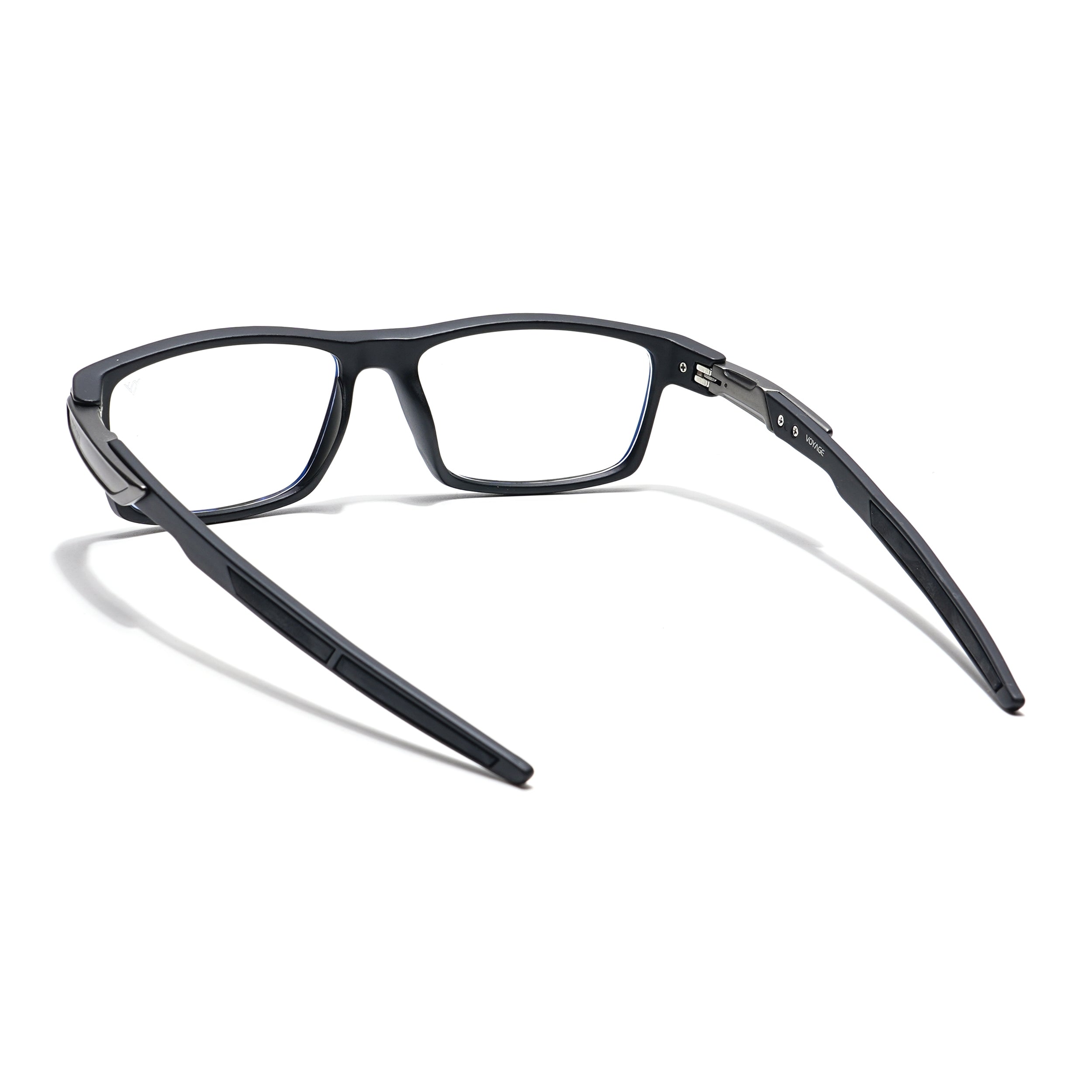 Voyage Striker Grey & Black Rectangle Eyeglasses for Men & Women (52503MG6140-C2)
