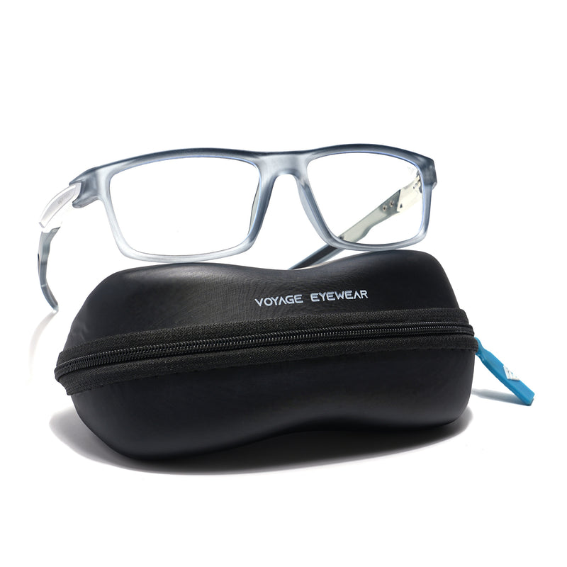 Voyage Striker Light Grey Rectangle Eyeglasses for Men & Women (52503MG6141-C3)