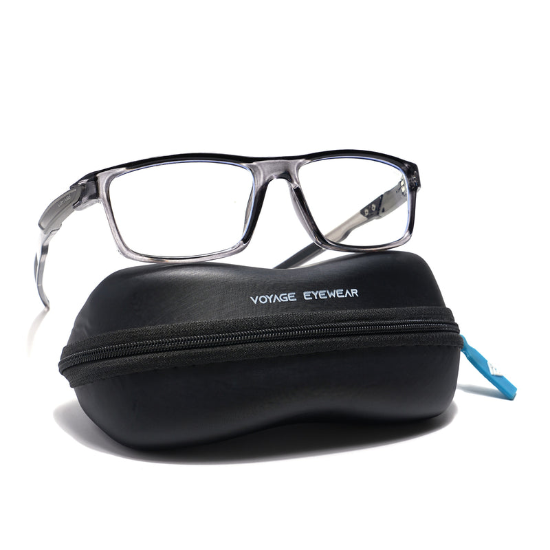 Voyage Striker Grey Rectangle Eyeglasses for Men & Women (52503MG6142-C4)