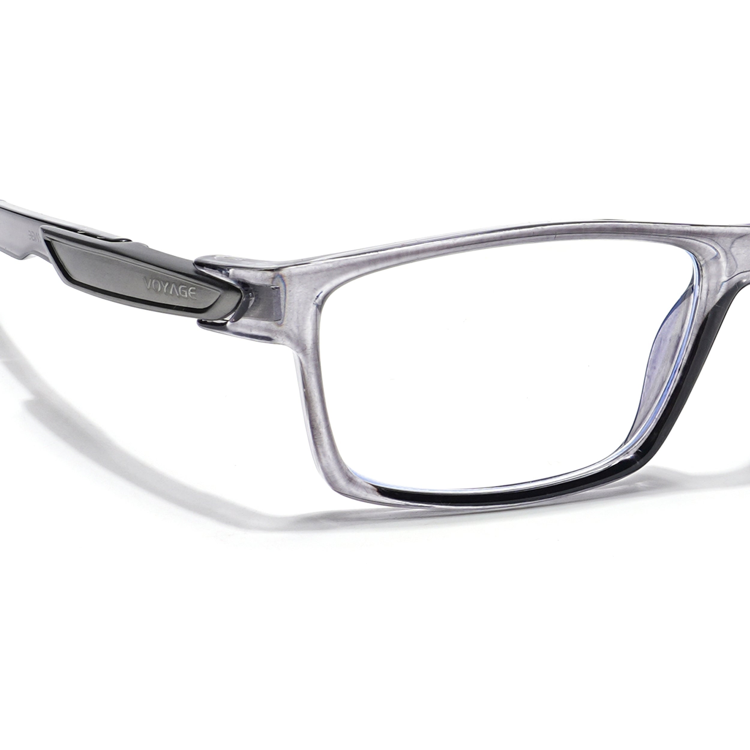 Voyage Striker Grey Rectangle Eyeglasses for Men & Women (52503MG6142-C4)