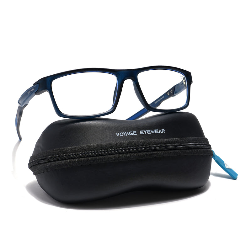 Voyage Striker Blue Rectangle Eyeglasses for Men & Women (52503MG6143-C5)