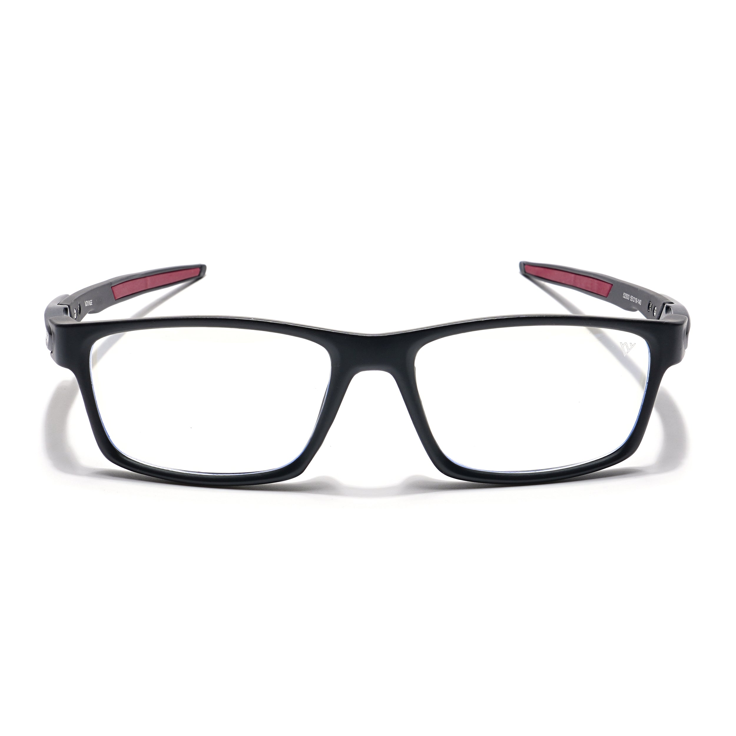 Voyage Striker Black & Red Rectangle Eyeglasses for Men & Women (52503MG6144-C6)