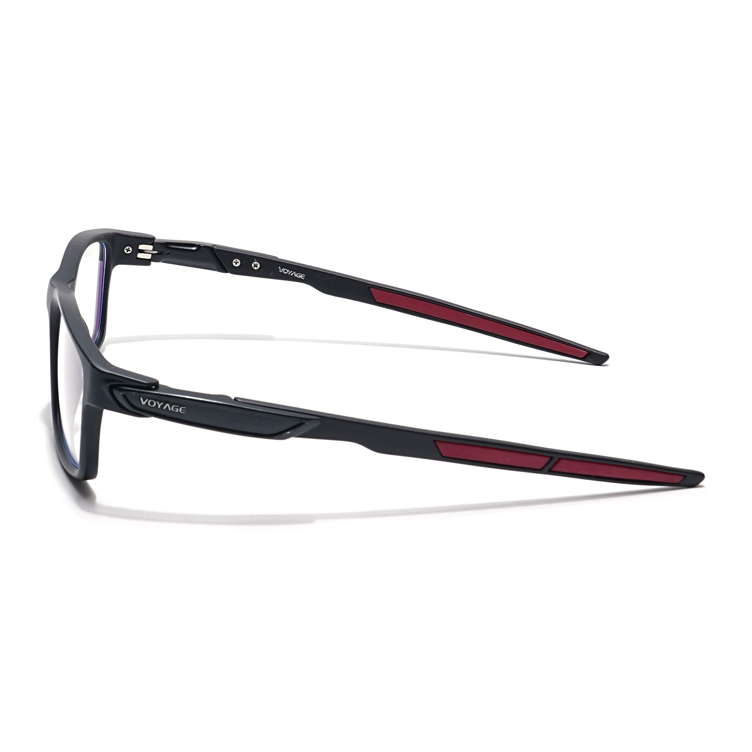 Voyage Striker Black & Red Rectangle Eyeglasses for Men & Women (52503MG6144-C6)
