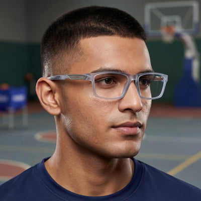 Voyage Striker Light Grey Rectangle Eyeglasses for Men & Women (52503MG6141-C3)