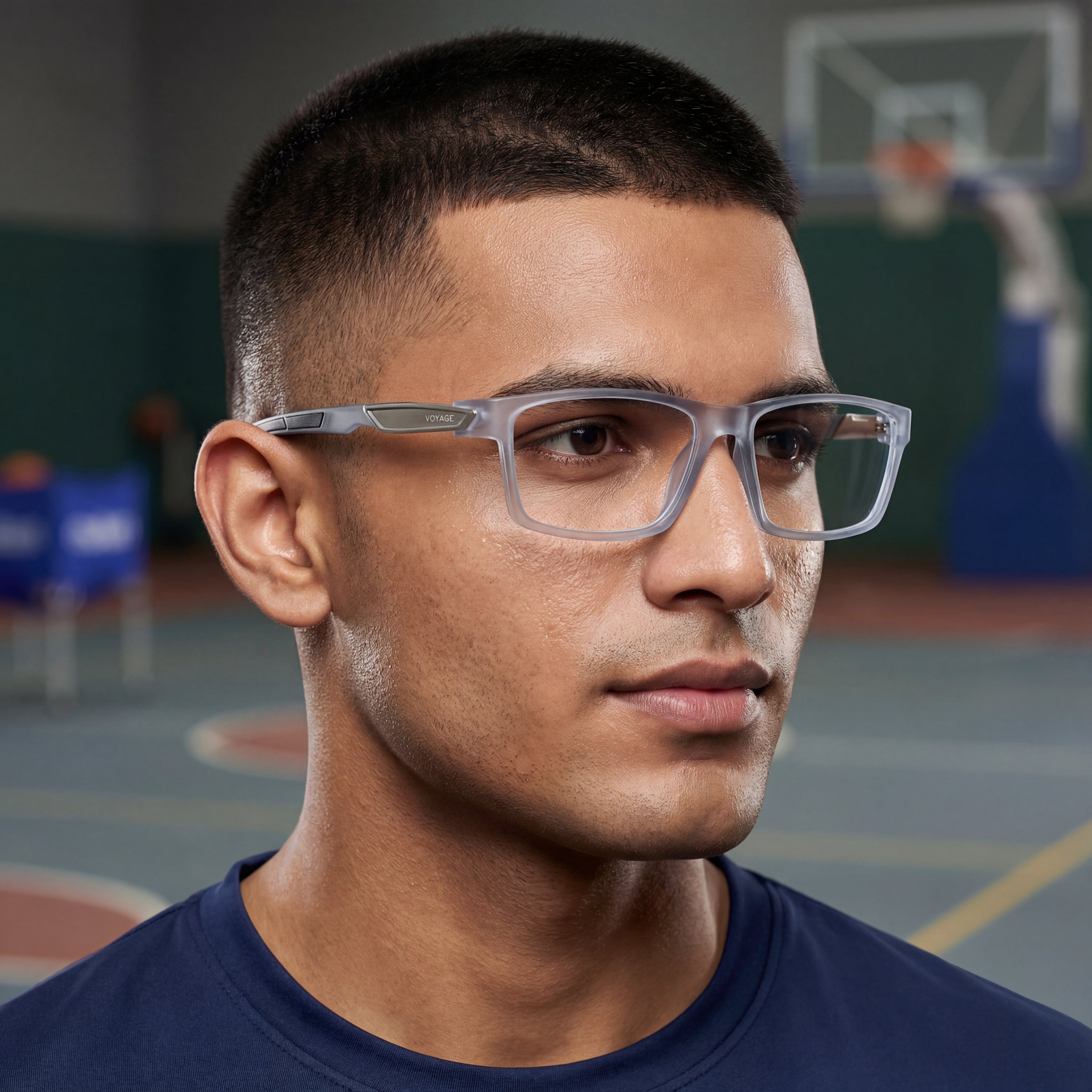 52503 eyewear frosted blue frame square small